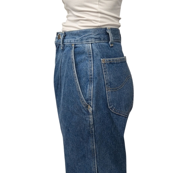 Vintage Lee Mom Jeans High Waisted Tapered Leg 100% Cotton Denim USA 11 - Picture 4 of 14